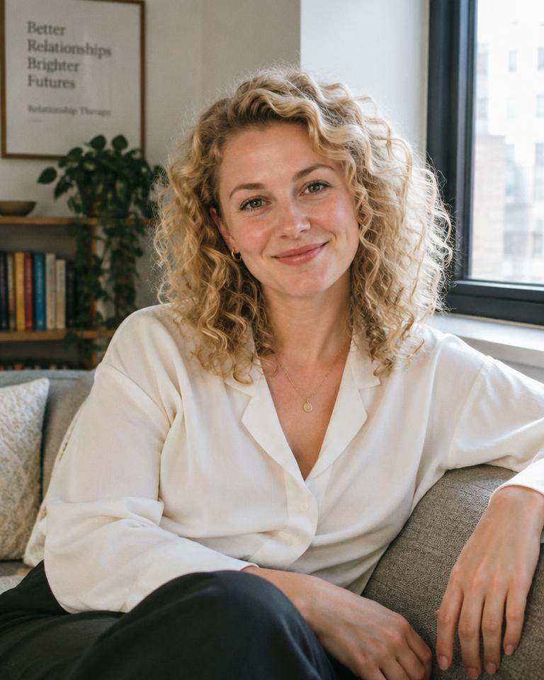 Portret van de spreker op een bank bij het raam